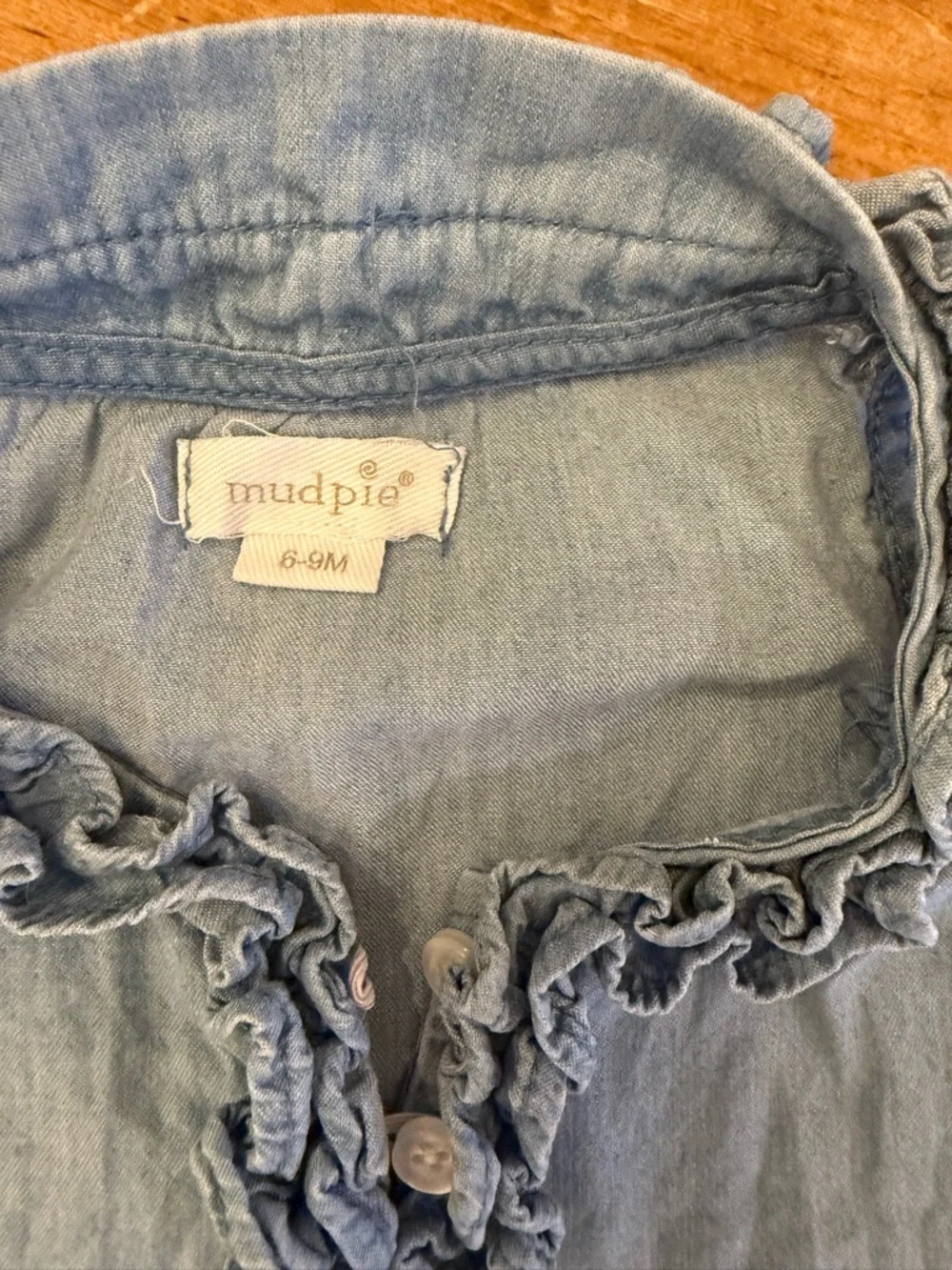 Mud Pie Chambray Ruffle Bubble - Light Blue